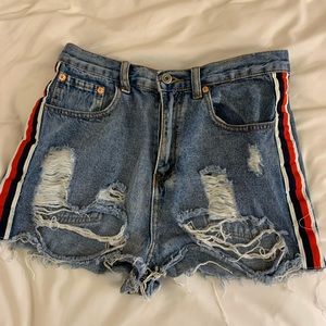 high waisted denim shorts